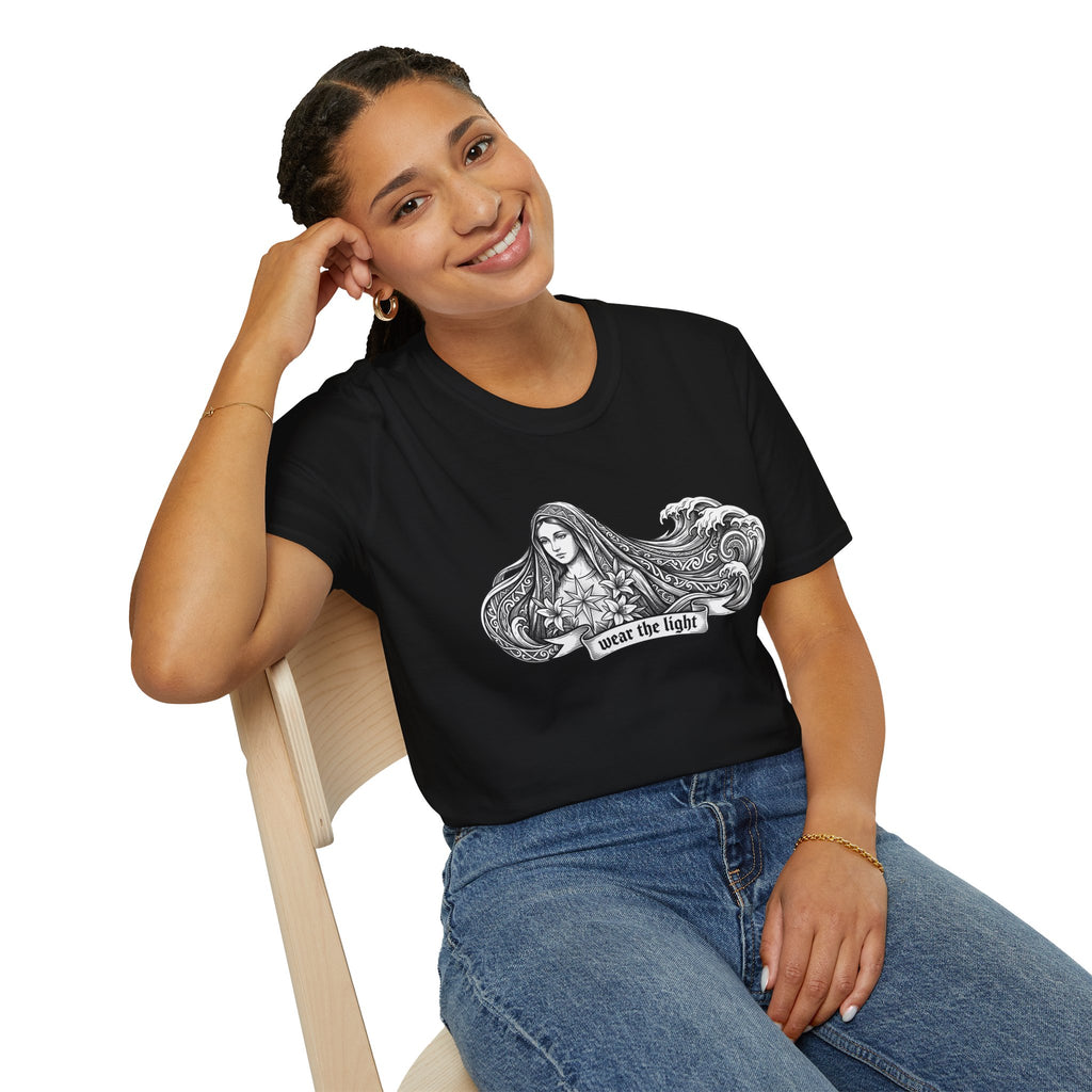 Wave Woman T-Shirt — Japanese-Inspired Ink Illustration - MATER AETERNA