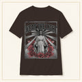 Vintage Rose T-Shirt — Wear the Light — compact lay-flat, original print scale and placement — Dark Chocolate