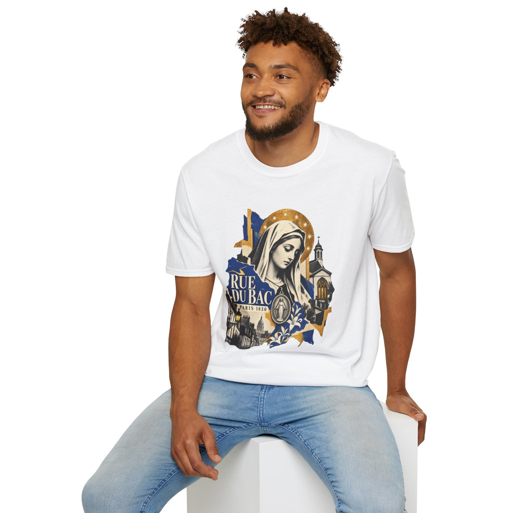 Rue du Bac Virgin Mary T-Shirt — Our Lady of the Miraculous Medal Devotional Tee