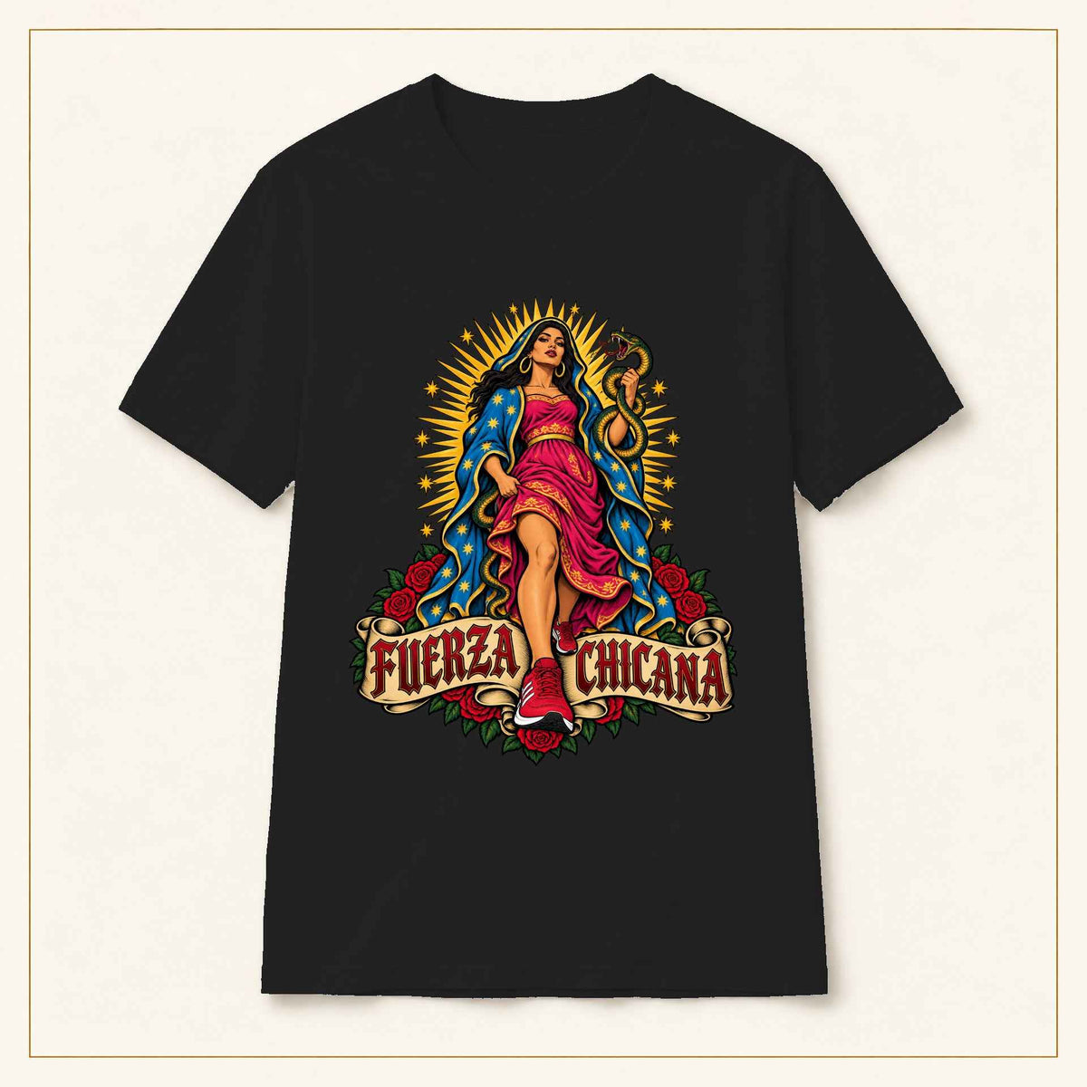Fuerza Chicana Graphic T-Shirt — Virgen Style Chicana Pride Tee