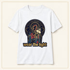 Radiant Madonna T-Shirt — Wear the Light — compact lay-flat, original print scale and placement — White