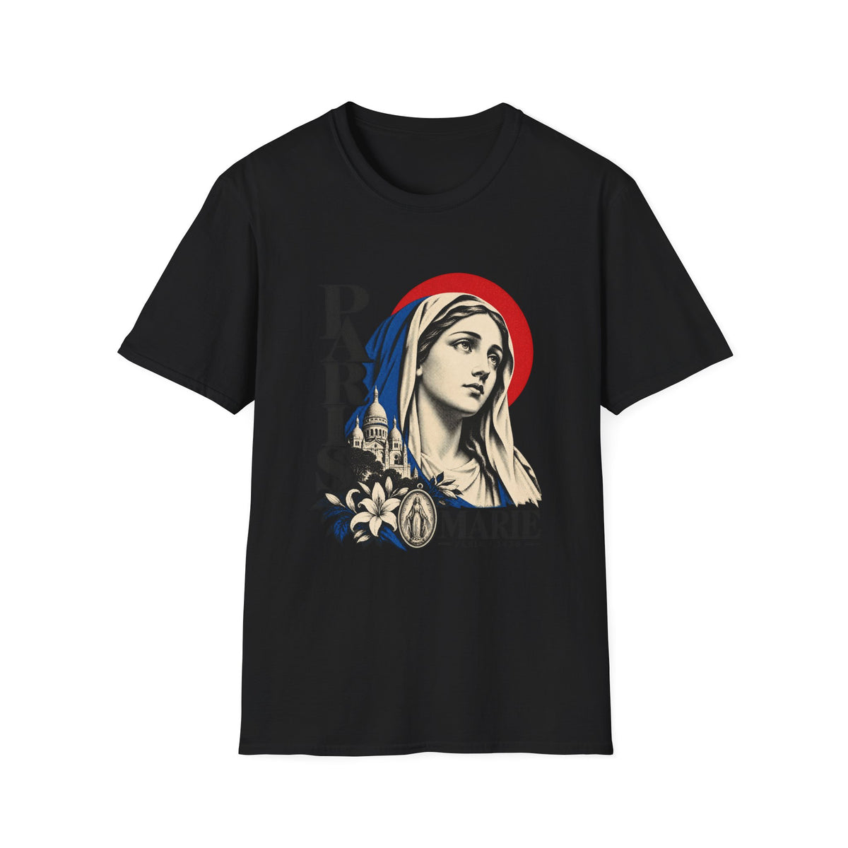 Virgin Mary 'Paris Marie' Graphic T-Shirt — Retro Religious Art Tee