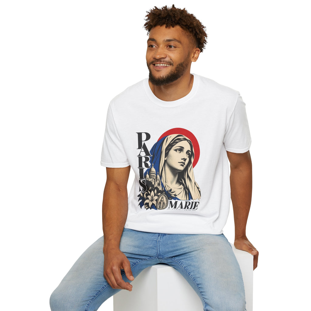 Virgin Mary 'Paris Marie' Graphic T-Shirt — Retro Religious Art Tee