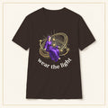 Mystic Goddess T-Shirt — Celestial Orb — compact lay-flat, original print scale and placement — Dark Chocolate
