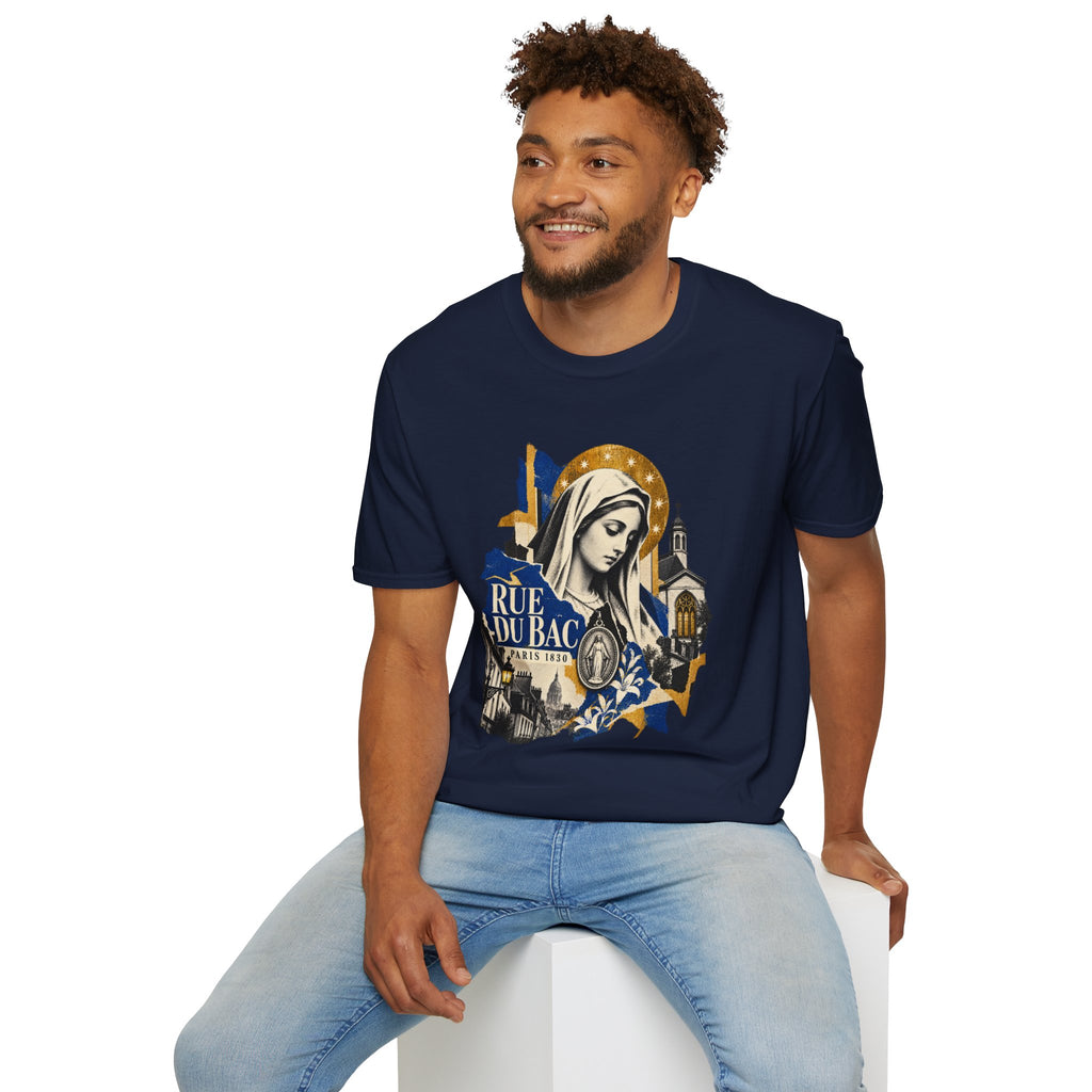 Rue du Bac Virgin Mary T-Shirt — Our Lady of the Miraculous Medal Devotional Tee
