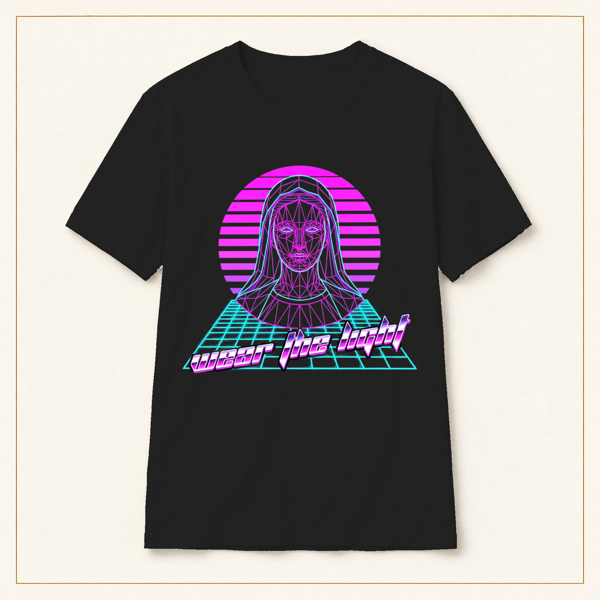 Thank You, Virgin T-Shirt — Retro Vaporwave — compact lay-flat, original print scale and placement — Black