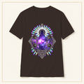 Cosmic Geometry T-Shirt — Wear the Light — compact lay-flat, original print scale and placement — Dark Chocolate