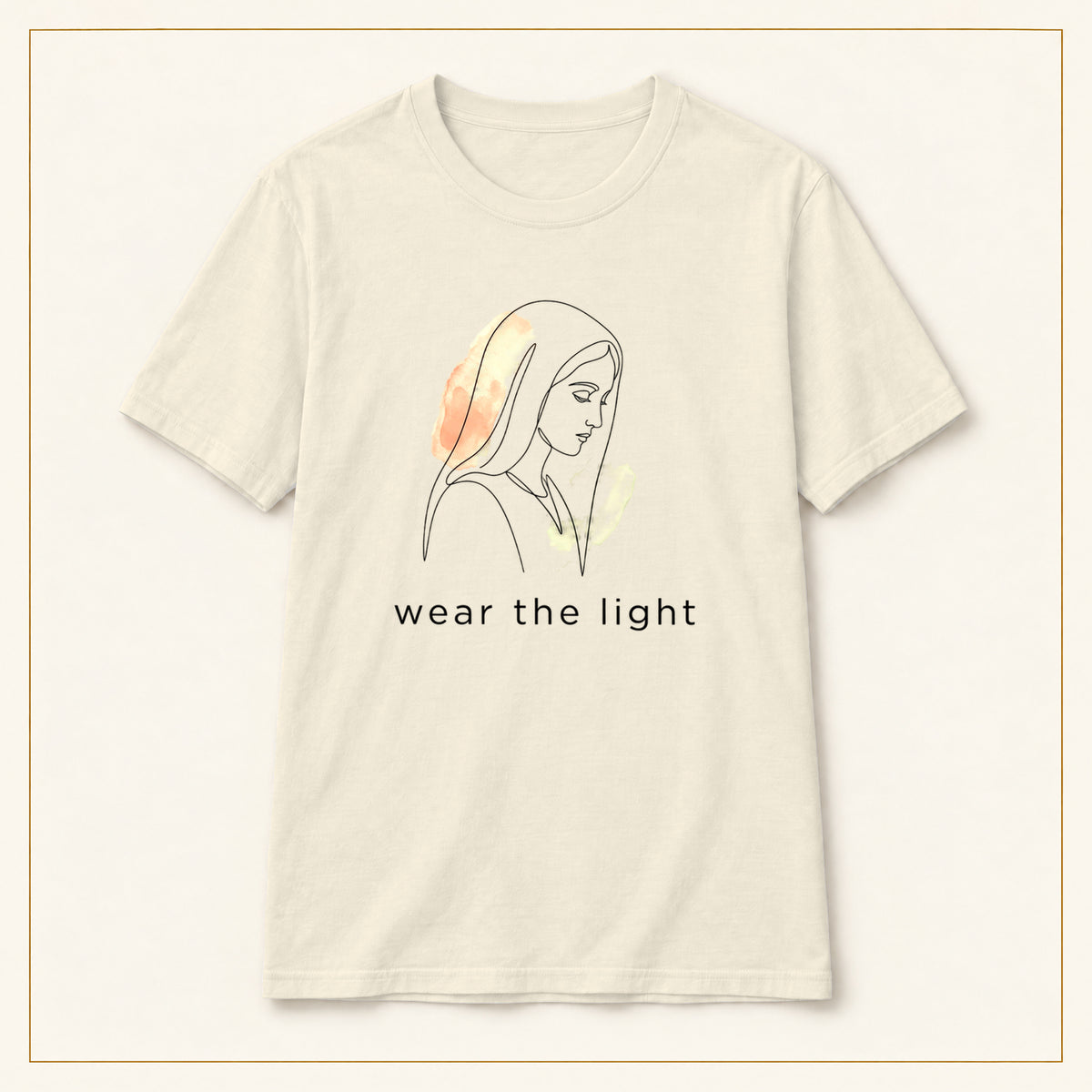 Minimal Line Art T-Shirt — Wear the Light — compact lay-flat, original print scale and placement — Natural