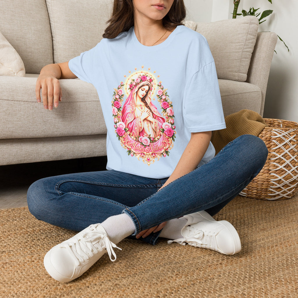 Our Lady of Guadalupe T-Shirt — Pink Floral Portrait - MATER AETERNA