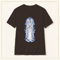 Our Lady of Fátima T-Shirt — Cova da Iria Azulejo — compact lay-flat, original print scale and placement — Dark Chocolate
