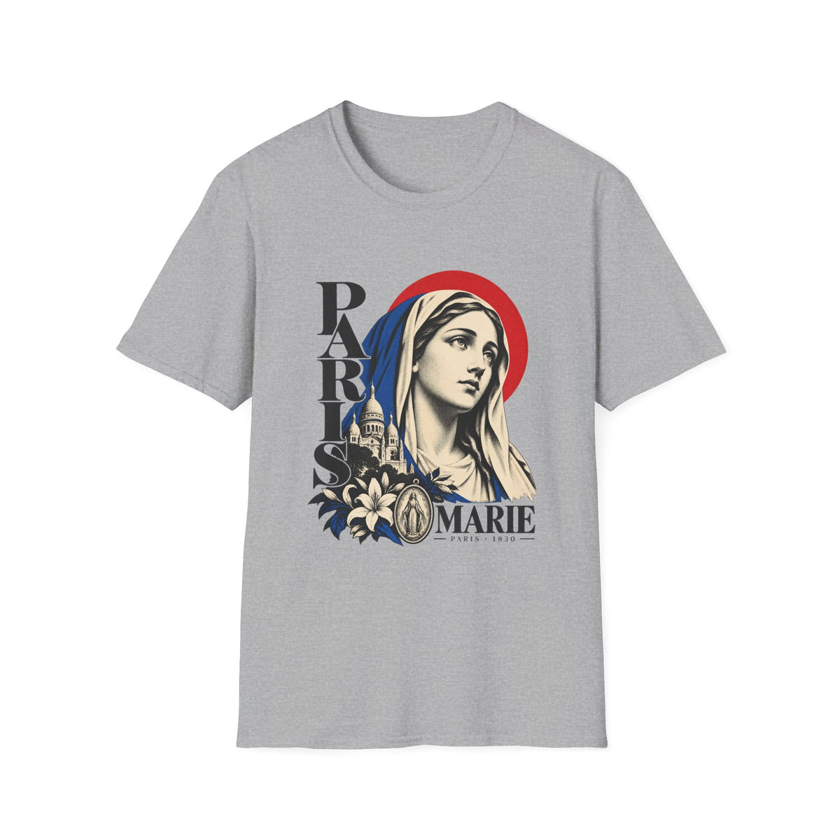 Virgin Mary 'Paris Marie' Graphic T-Shirt — Retro Religious Art Tee
