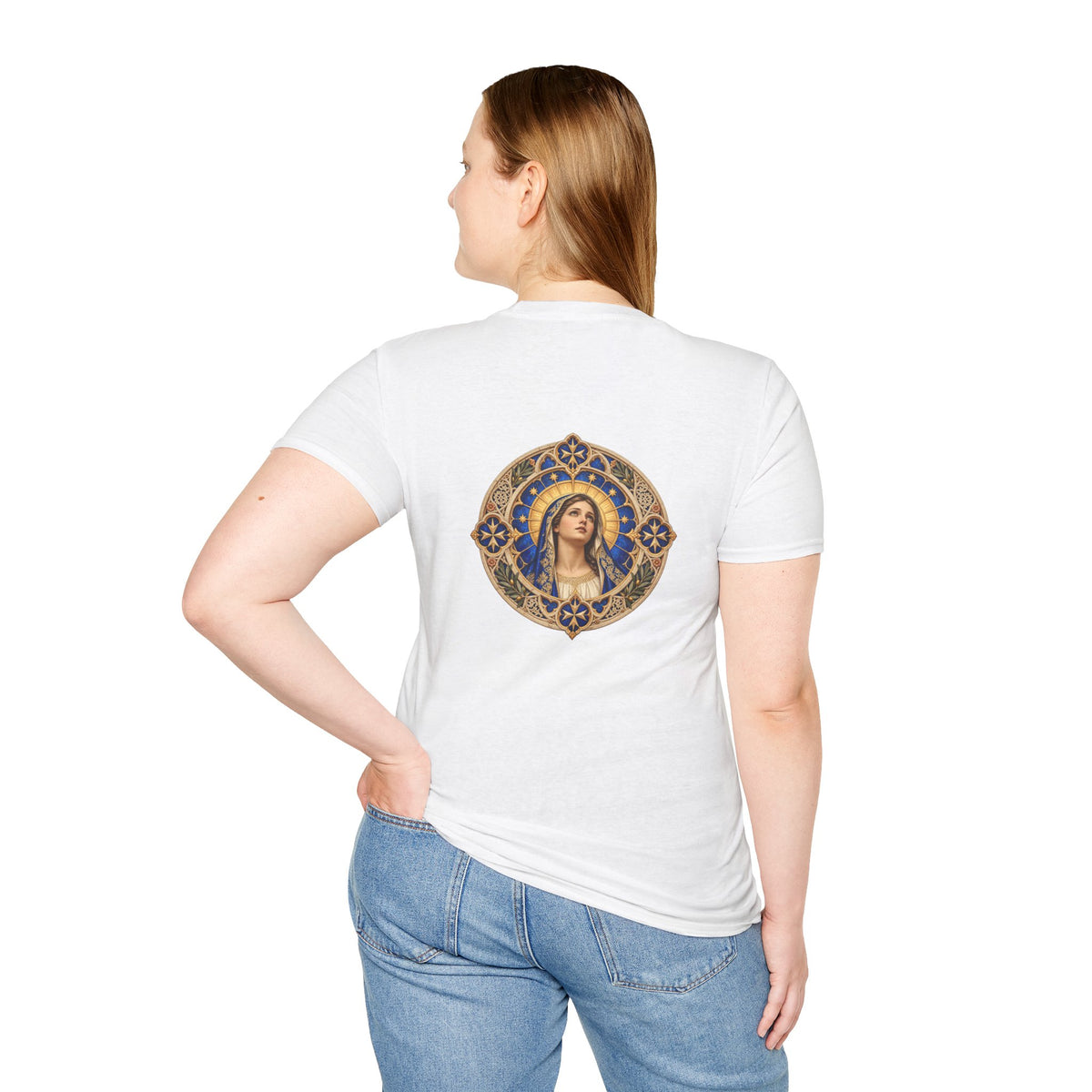 Our Lady of Ta' Pinu — Rose Window White T-Shirt - MATER AETERNA