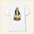 Our Lady of Ta' Pinu — Call at the Chapel White T-Shirt — compact lay-flat, original print scale and placement — White — back view