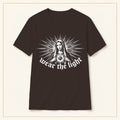 Radiant Madonna T-Shirt — Gothic Sacred Art — compact lay-flat, original print scale and placement — Dark Chocolate