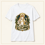 Go and Fear Nothing T-Shirt — Our Lady of Champion — compact lay-flat, original print scale and placement — White