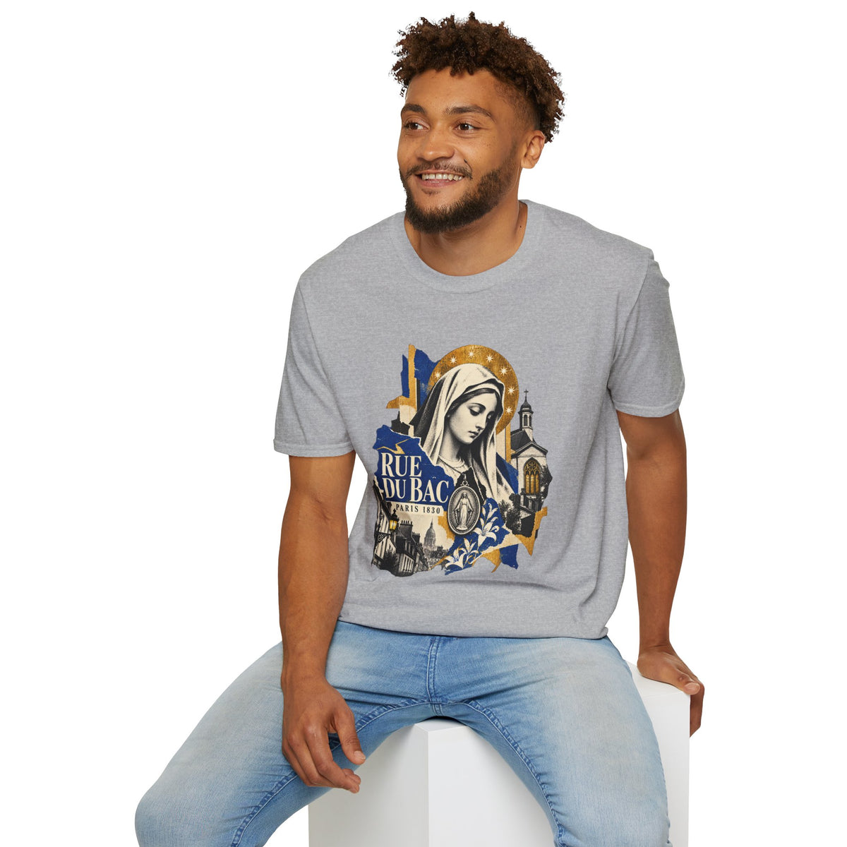 Rue du Bac Virgin Mary T-Shirt — Our Lady of the Miraculous Medal Devotional Tee