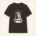 Madonna T-Shirt — Monochrome Crown of Thorns — compact lay-flat, original print scale and placement — Dark Chocolate