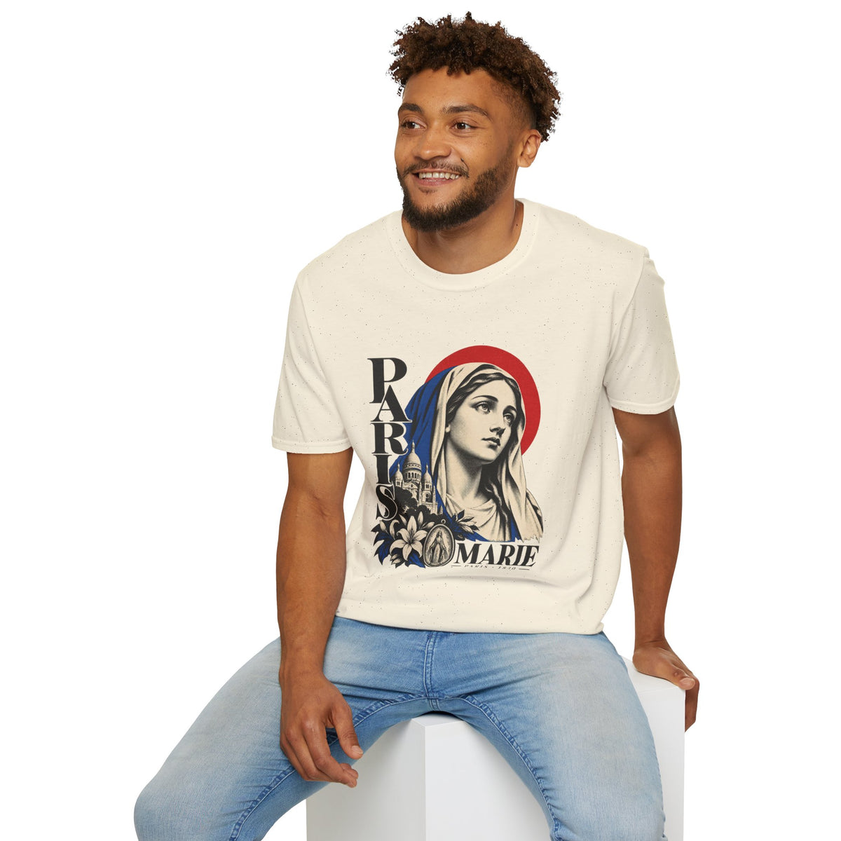 Virgin Mary 'Paris Marie' Graphic T-Shirt — Retro Religious Art Tee
