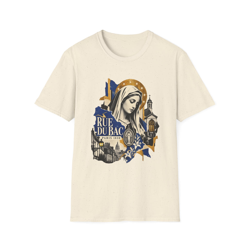 Rue du Bac Virgin Mary T-Shirt — Our Lady of the Miraculous Medal Devotional Tee