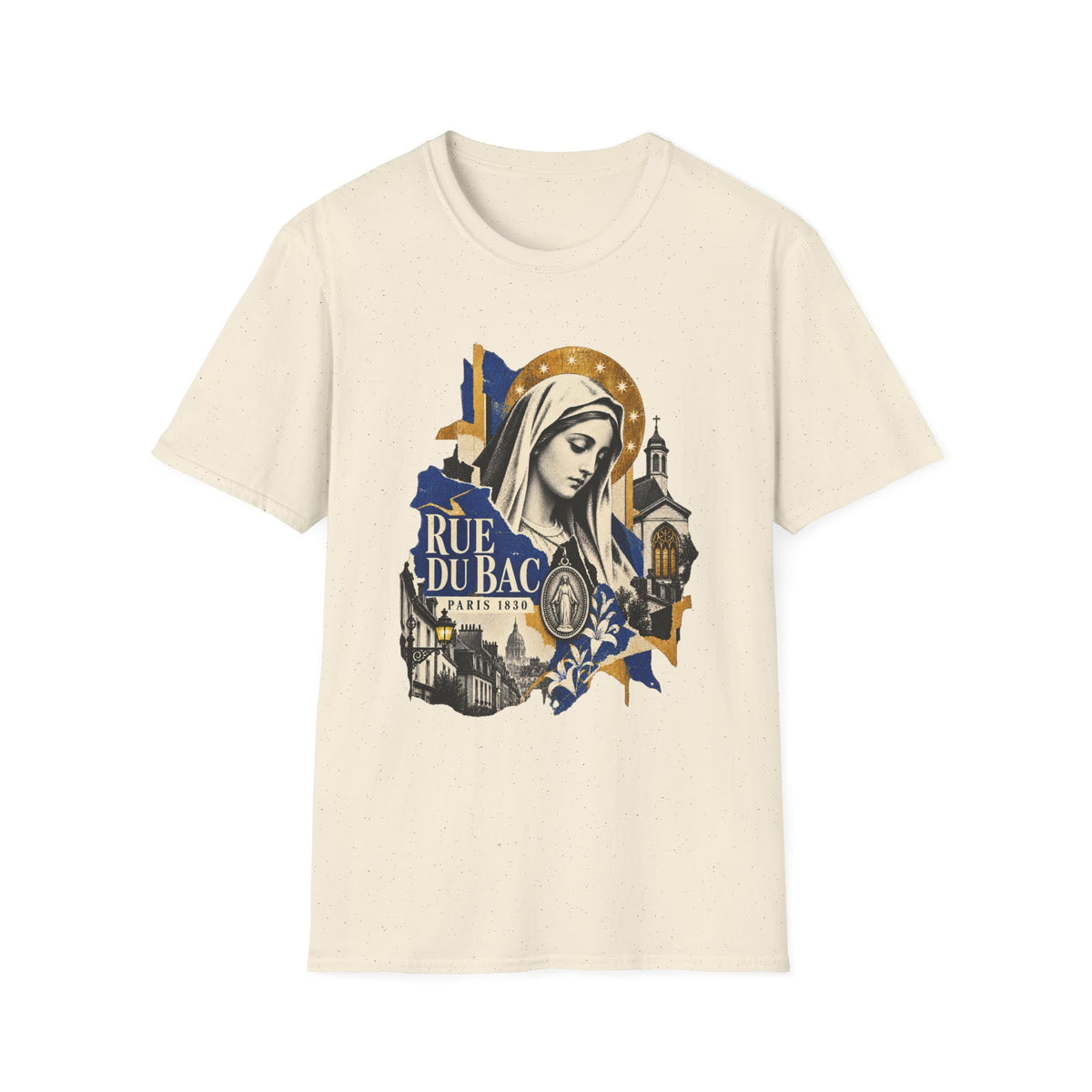 Rue du Bac Virgin Mary T-Shirt — Our Lady of the Miraculous Medal Devotional Tee