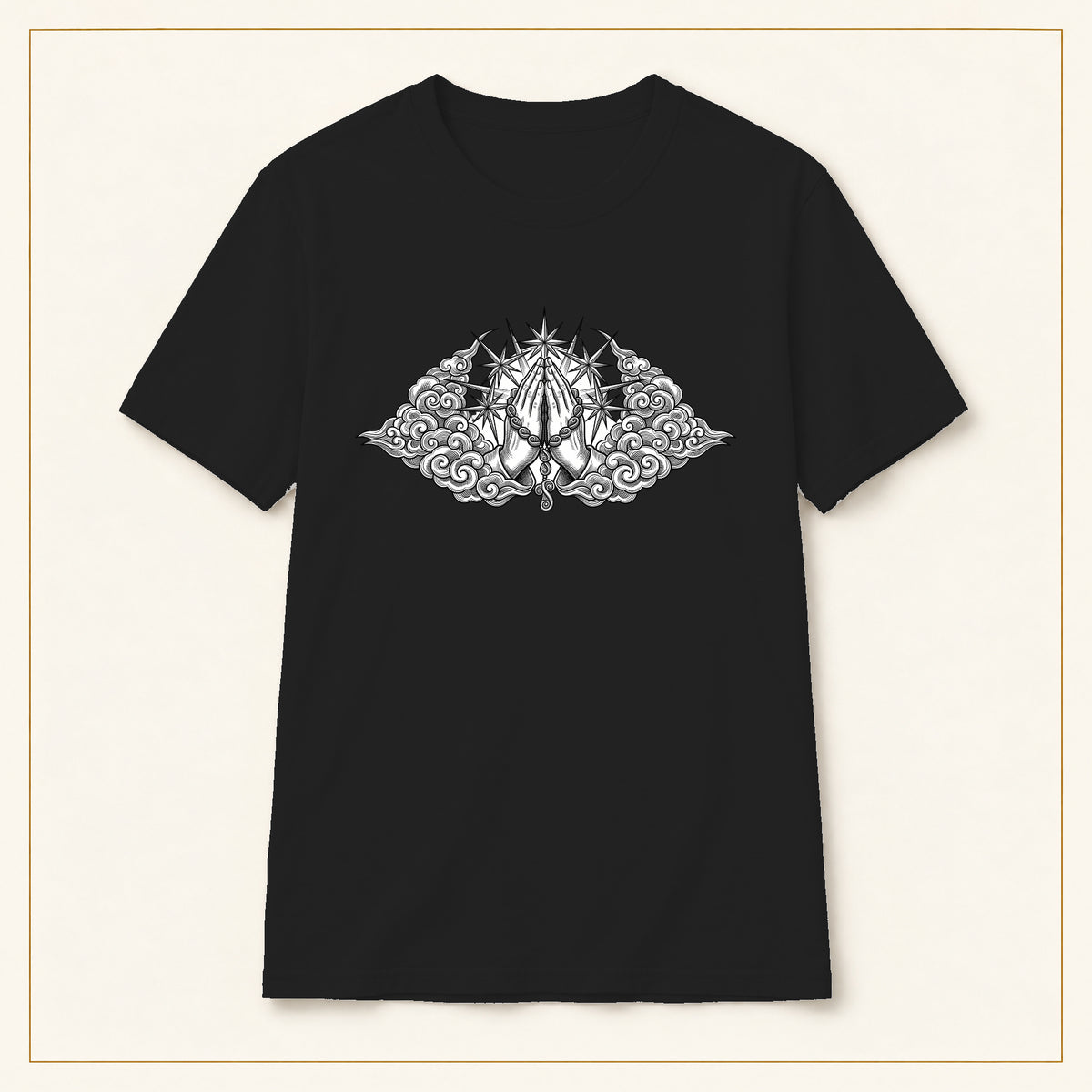 Occult Trident Graphic T-Shirt — Gothic Sigil Chest Design — compact lay-flat, original print scale and placement — Black