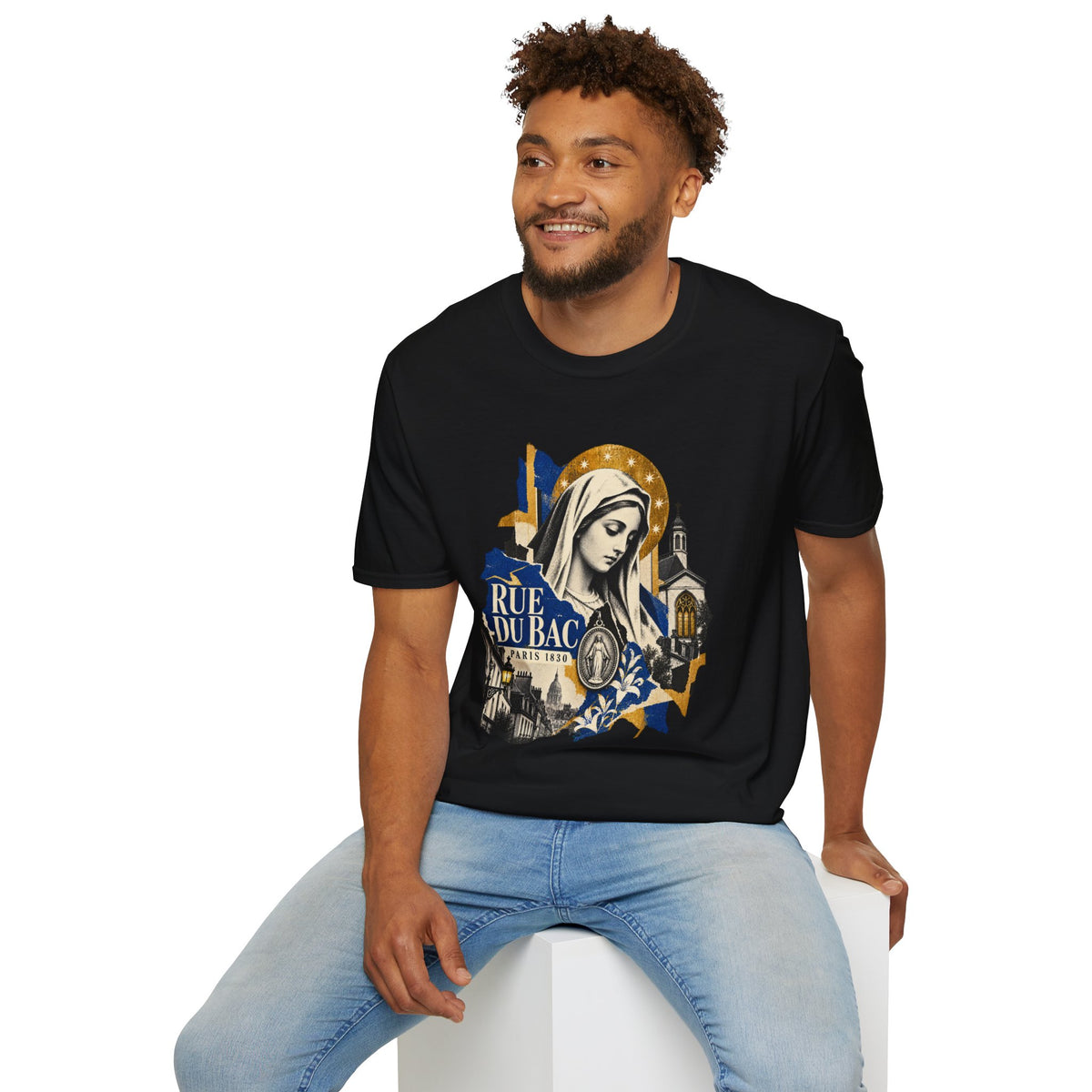 Rue du Bac Virgin Mary T-Shirt — Our Lady of the Miraculous Medal Devotional Tee
