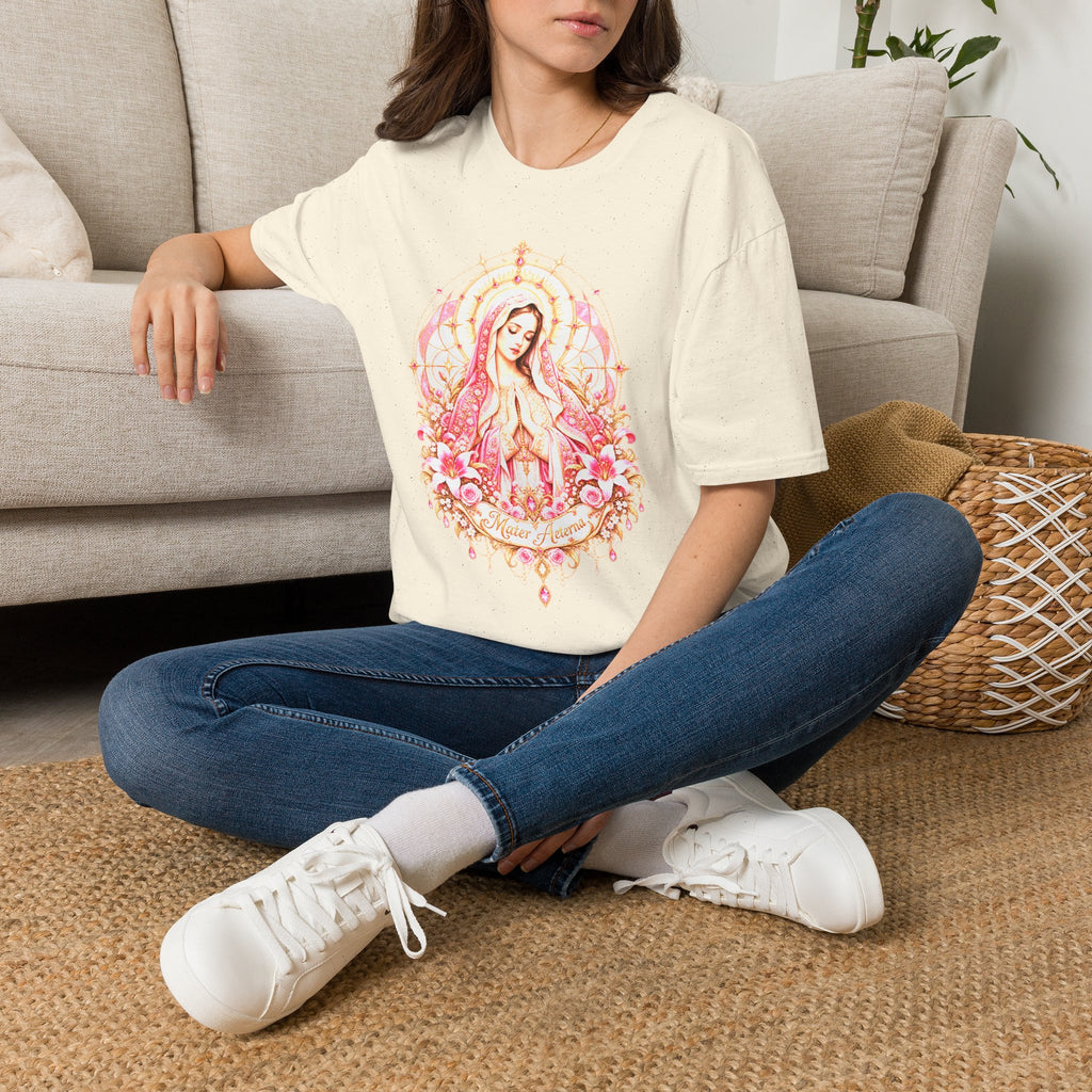 Virgin Mary T-Shirt — Pastel Floral Prayer - MATER AETERNA