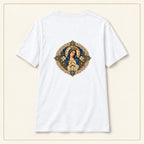 Our Lady of Ta' Pinu — Lace Madonna White T-Shirt — compact lay-flat, original print scale and placement — White — back view
