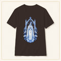 Our Lady of Fátima T-Shirt — Queen of Heaven Azulejo — compact lay-flat, original print scale and placement — Dark Chocolate