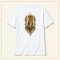 Our Lady of Ta' Pinu — Vigil Lamp White T-Shirt — compact lay-flat, original print scale and placement — White — back view