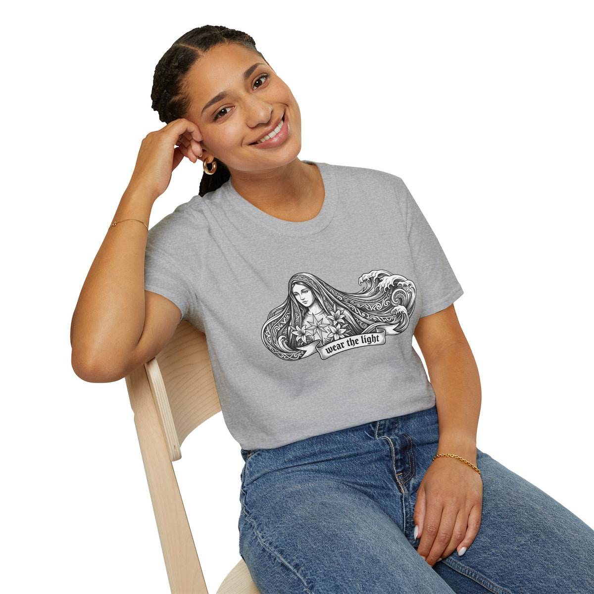 Wave Woman T-Shirt — Japanese-Inspired Ink Illustration - MATER AETERNA