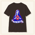 Sacred Heart Mary T-Shirt — Wear the Light — compact lay-flat, original print scale and placement — Dark Chocolate