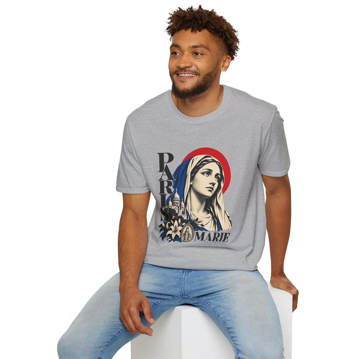 Virgin Mary 'Paris Marie' Graphic T-Shirt — Retro Religious Art Tee