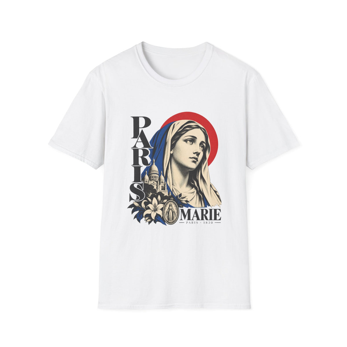 Virgin Mary 'Paris Marie' Graphic T-Shirt — Retro Religious Art Tee