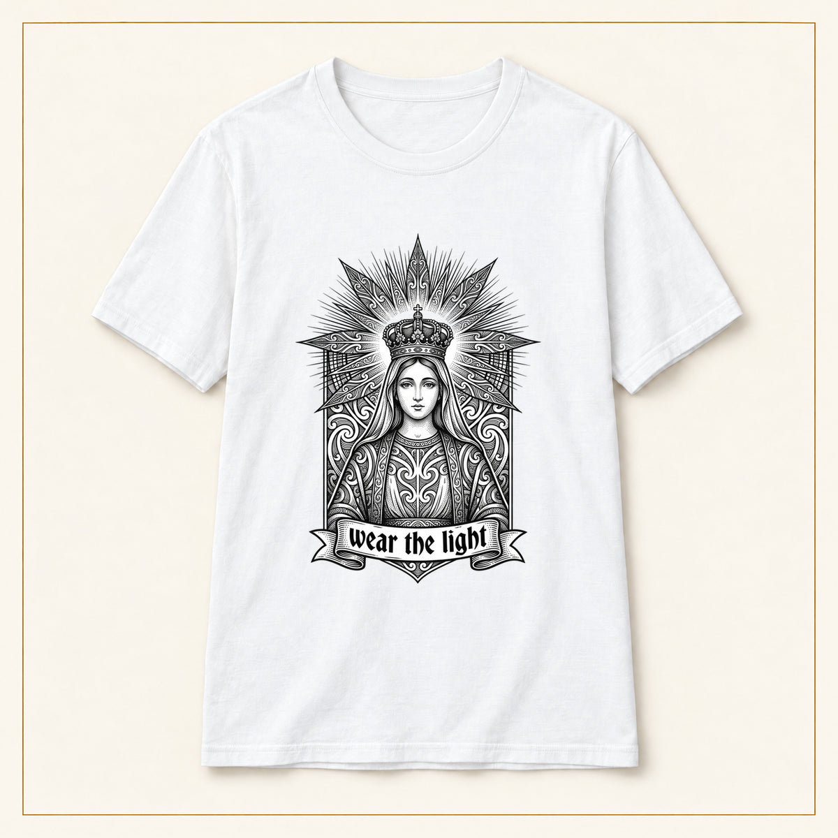Crowned Woman T-Shirt — Monochrome Sunburst