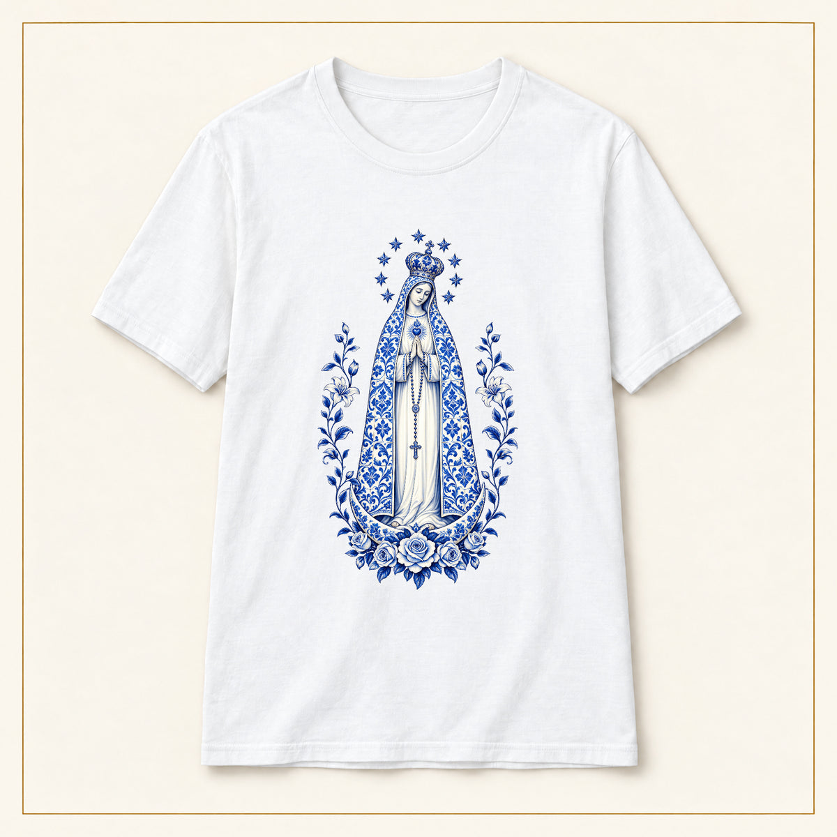 Our Lady of Fátima T-Shirt — Crowned Roses Azulejo