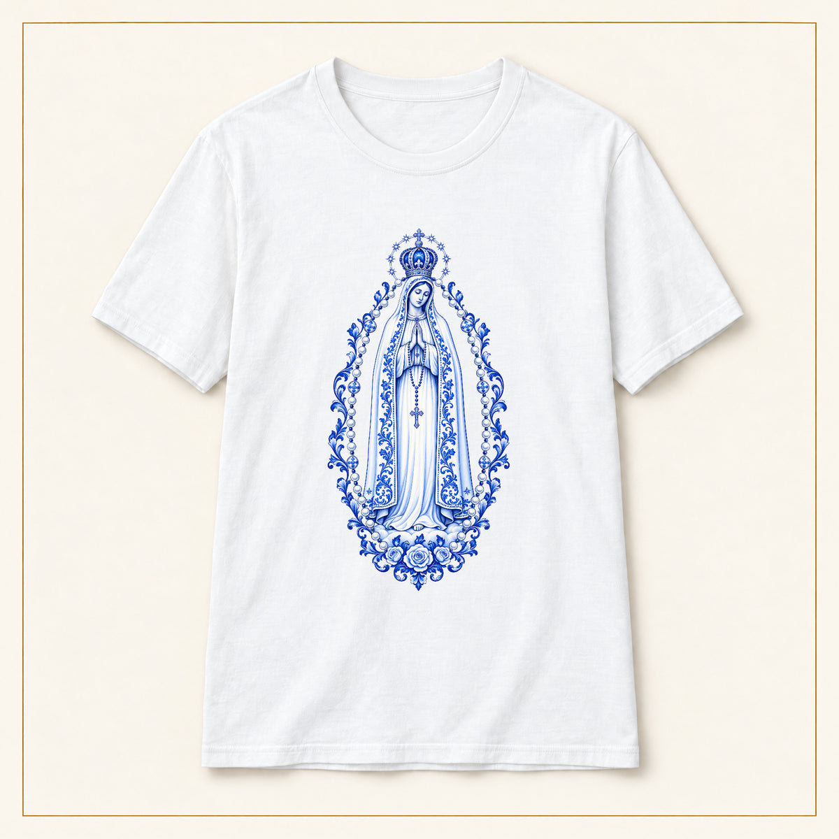 Our Lady of Fátima T-Shirt — Rosary Mandorla Azulejo