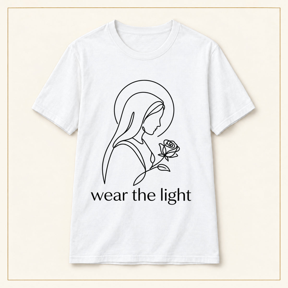 Minimal Madonna Line Art T-Shirt — Wear the Light