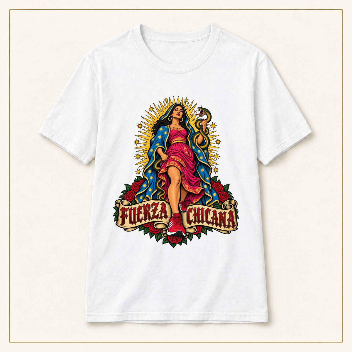 Fuerza Chicana Graphic T-Shirt — Virgen Style Chicana Pride Tee