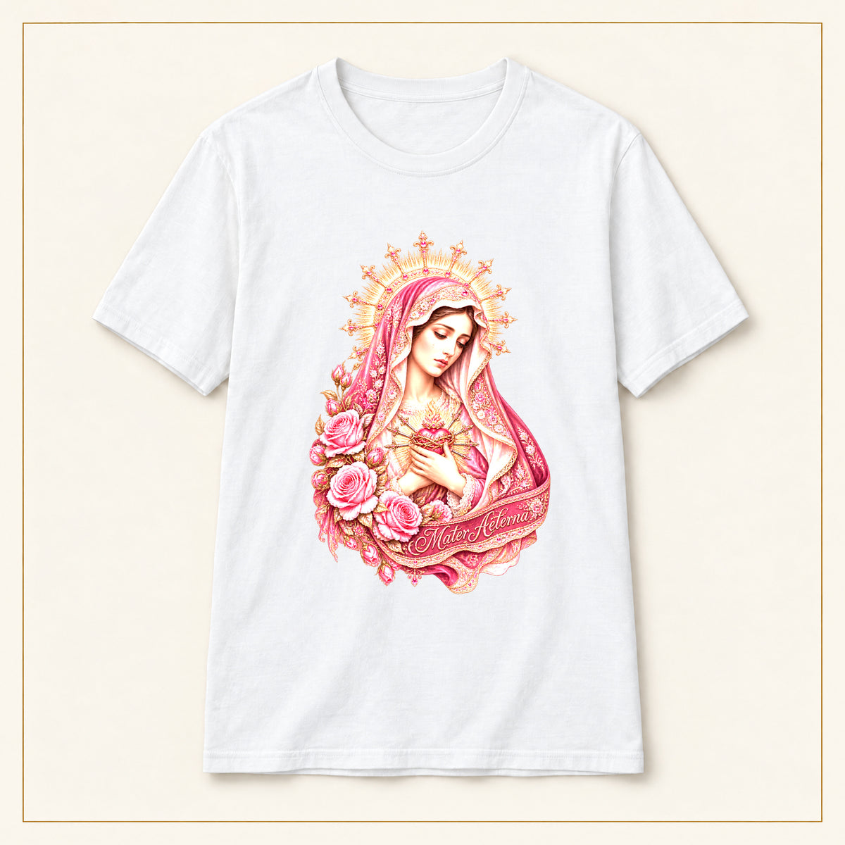 Our Lady of Guadalupe T-Shirt — Floral Gold Halo