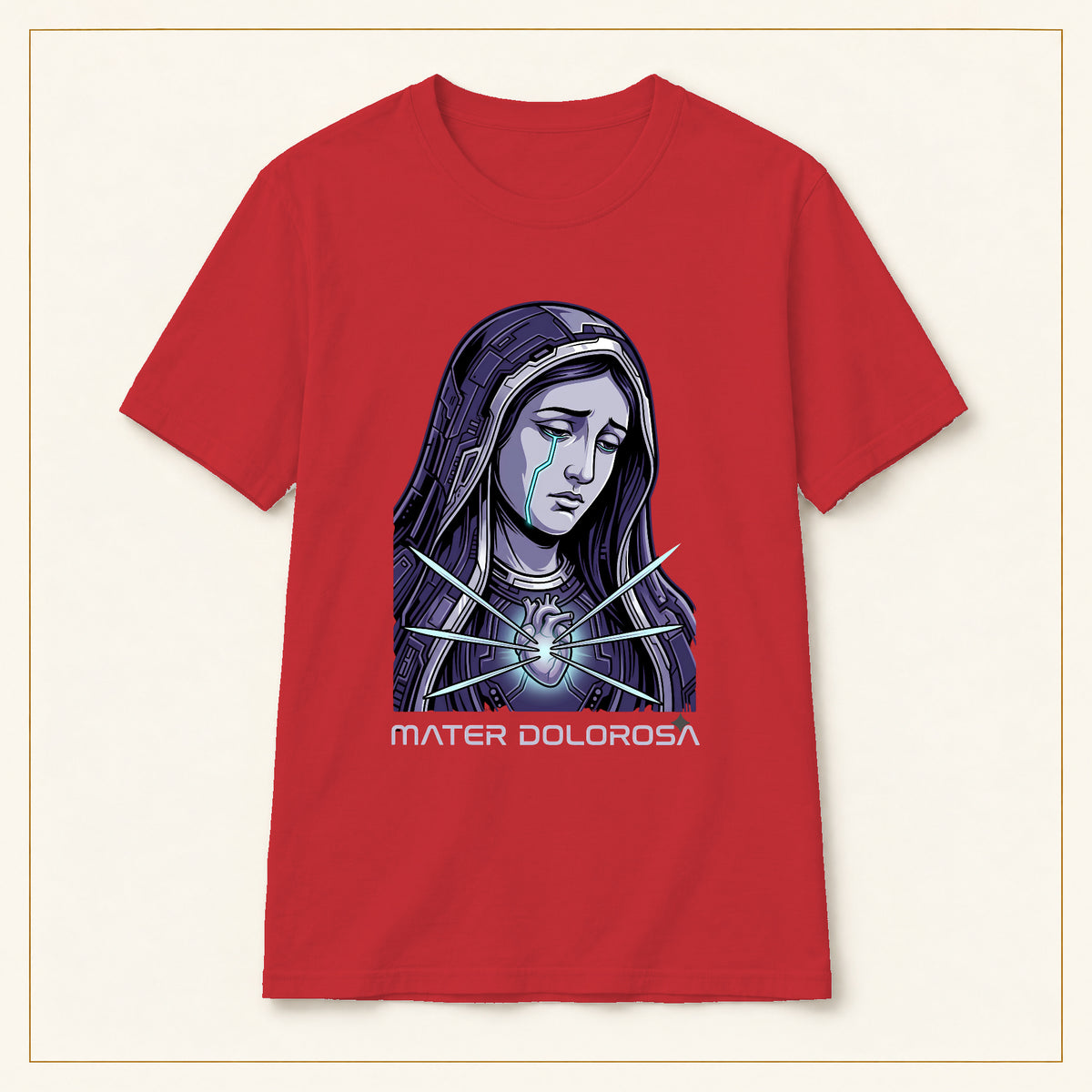 Crying Madonna T-Shirt — Winter Soldier — compact lay-flat, original print scale and placement — Red