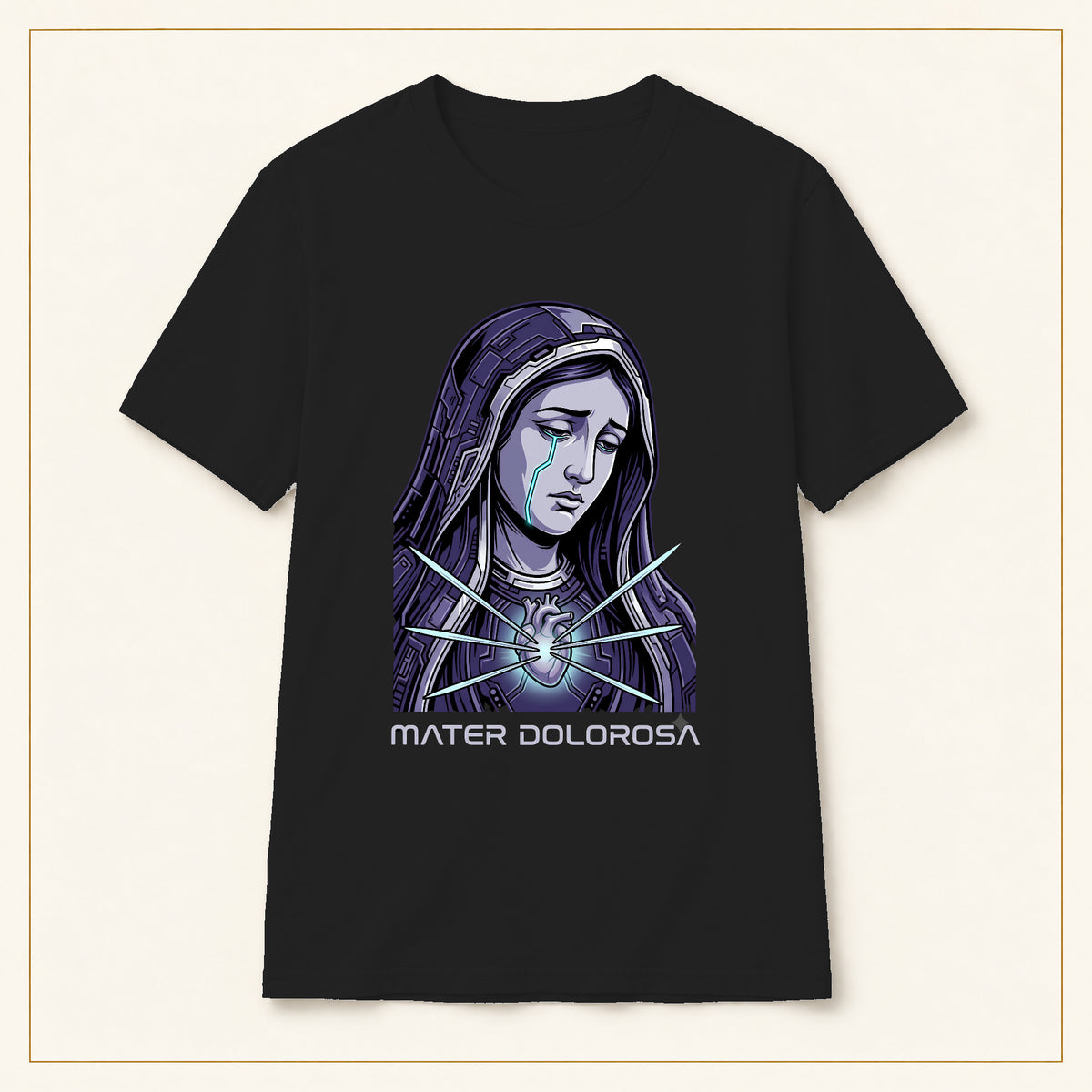 Crying Madonna T-Shirt — Winter Soldier — compact lay-flat, original print scale and placement — Black