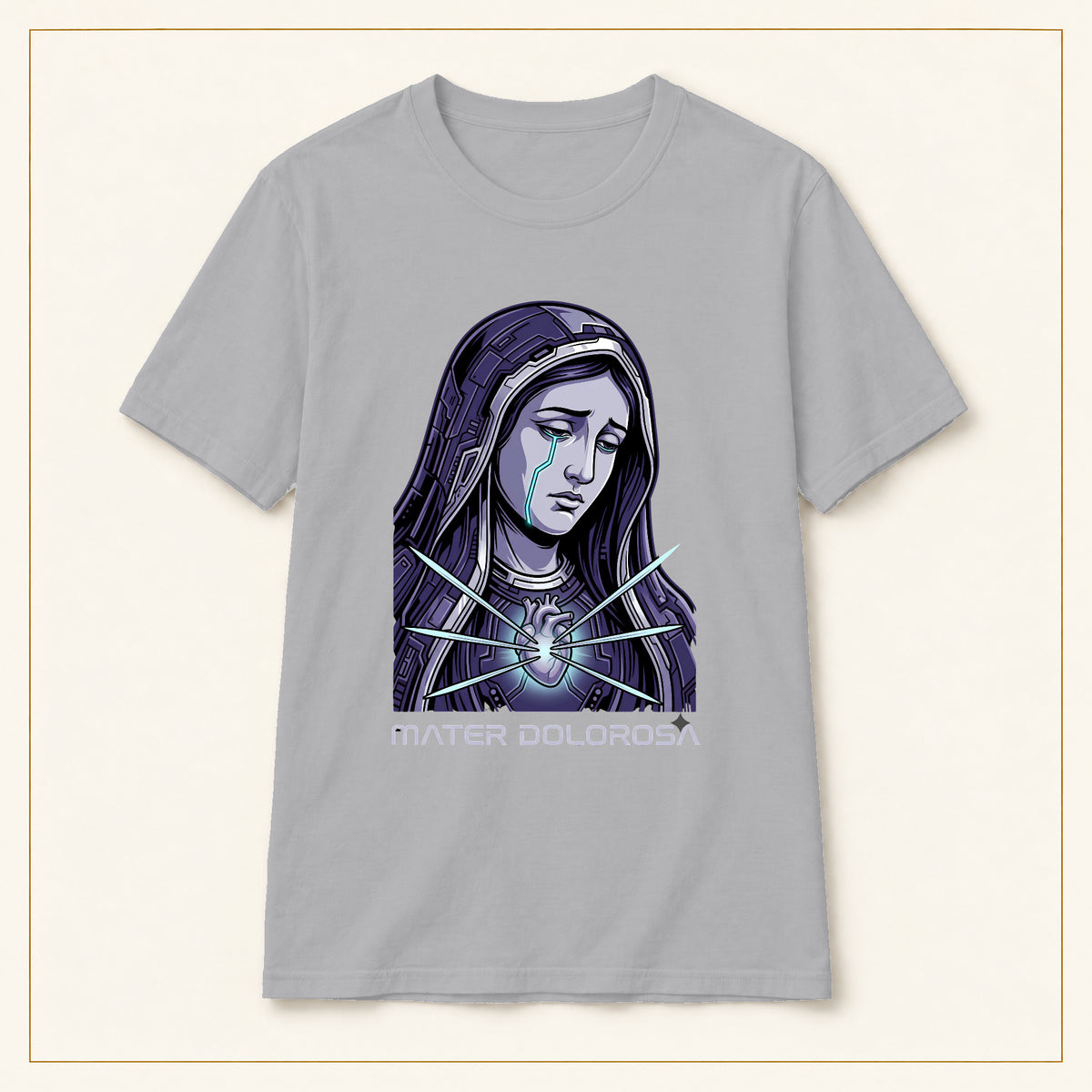 Crying Madonna T-Shirt — Winter Soldier — compact lay-flat, original print scale and placement — Sport Grey