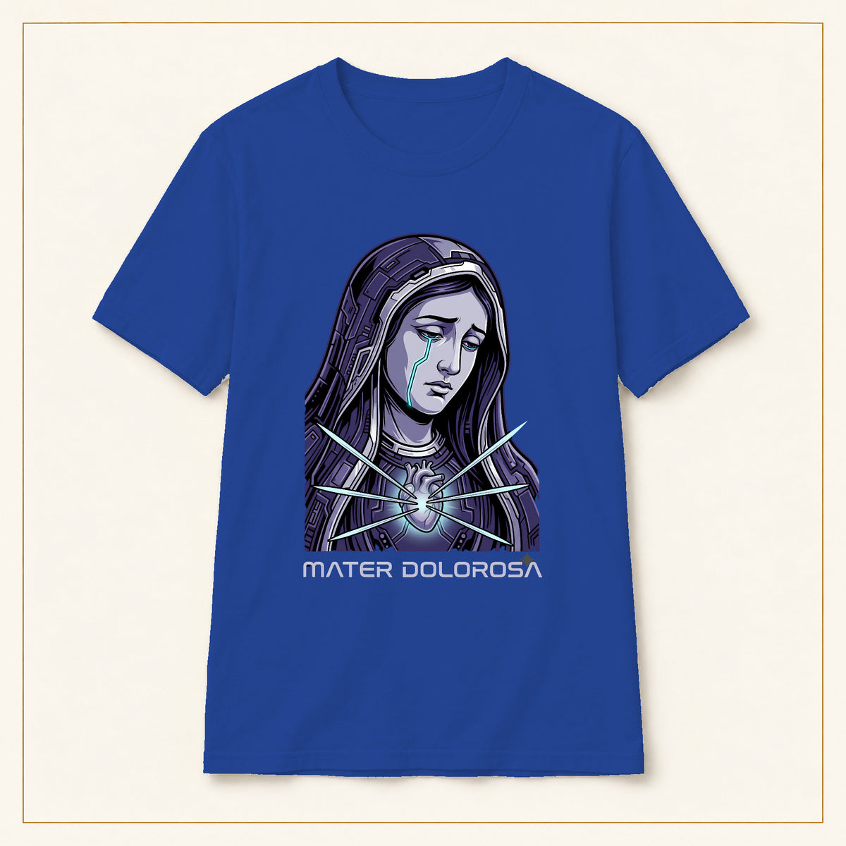 Crying Madonna T-Shirt — Winter Soldier — compact lay-flat, original print scale and placement — Royal