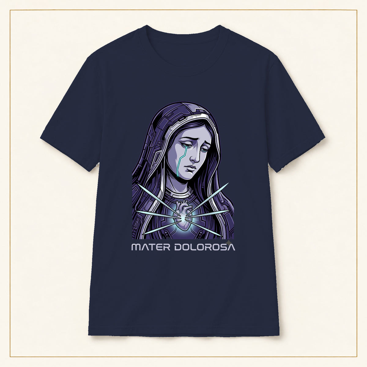 Crying Madonna T-Shirt — Winter Soldier — compact lay-flat, original print scale and placement — Navy