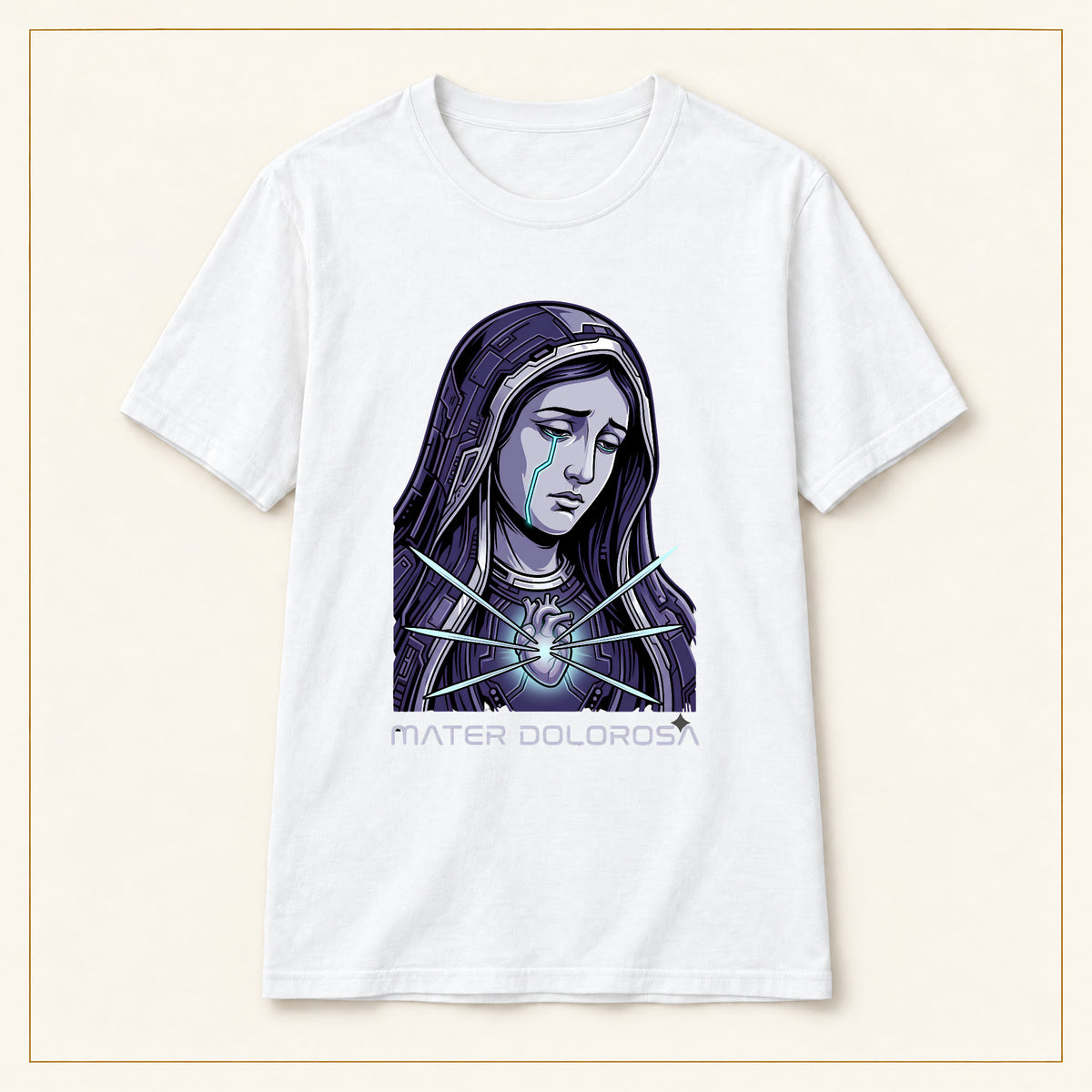Crying Madonna T-Shirt — Winter Soldier — compact lay-flat, original print scale and placement — White