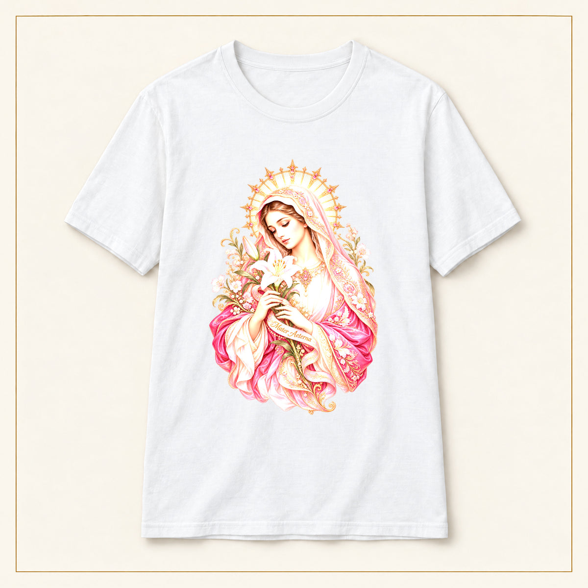 Virgin Mary T-Shirt — Floral Halo