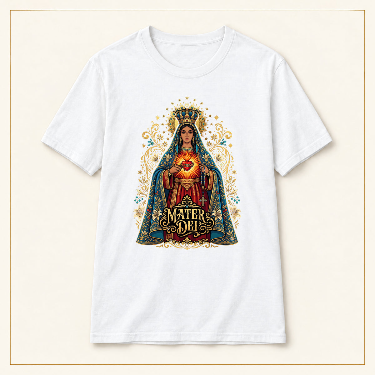 Sacred Heart Mary T-Shirt — Vintage Florals