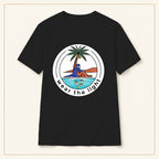 Surf Palm T-Shirt — Wear the Light — compact lay-flat, original print scale and placement — Black