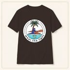 Surf Palm T-Shirt — Wear the Light — compact lay-flat, original print scale and placement — Dark Chocolate